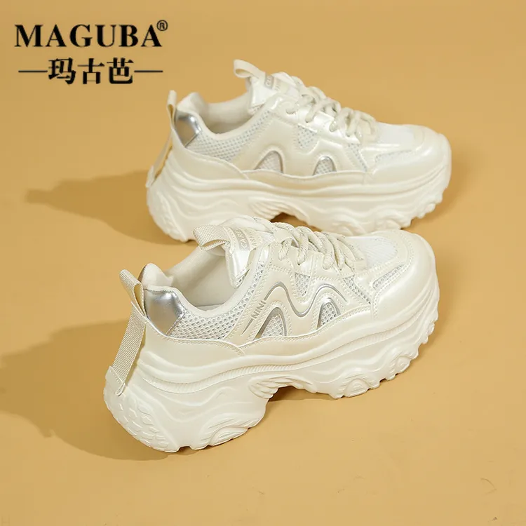 MAGUBA/玛古芭轻奢老爹鞋女厚底增高网面透气潮款时尚百搭运动鞋