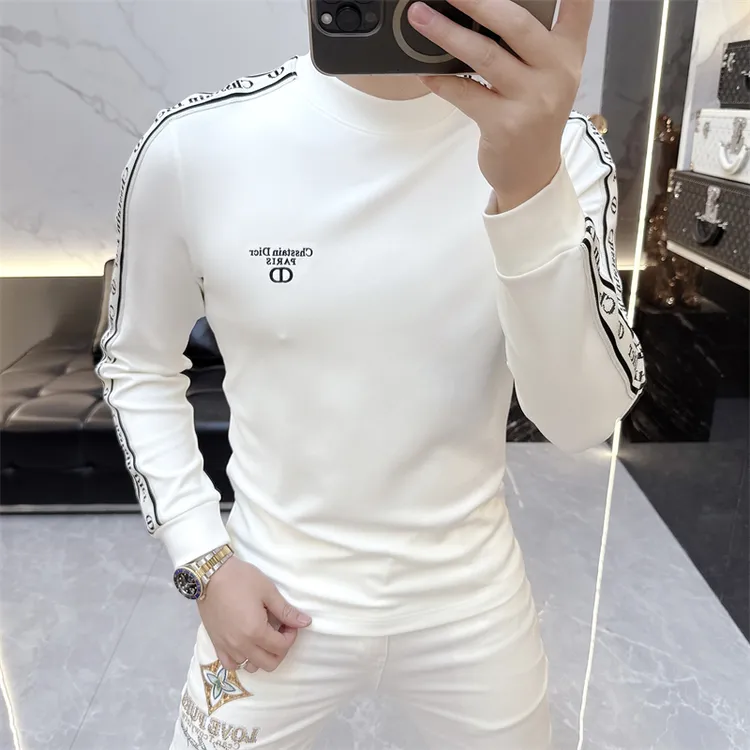 冰希欧货.名品轻奢男士圆领打底衫高品质加绒长袖T恤2025秋冬新款