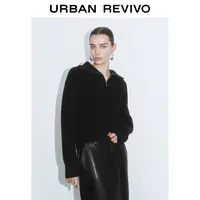 【HOT】UR2025冬季新款女装休闲百搭半拉链针织衫UWG950186