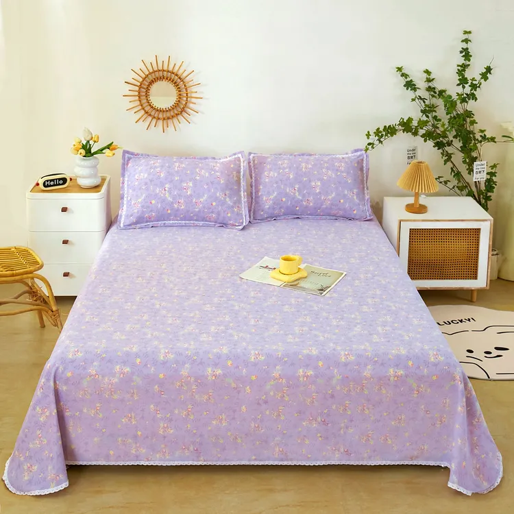 升级花边爆款四季布原棉细纱老粗布三件套 床单枕套软席 床上用品商品图