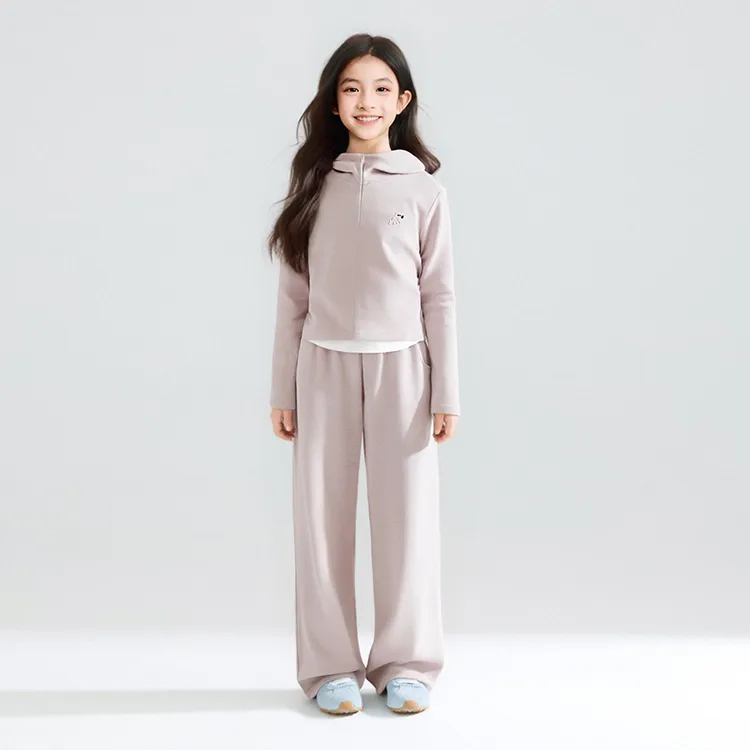 笛莎童装女童秋季套装儿童中大童休闲连帽两件套运动风-7M253T105