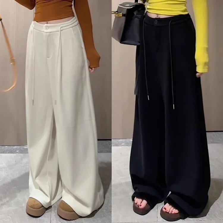 【绮梦】秋冬新款时尚百搭韩系高腰显瘦加绒休闲裤阔腿裤女