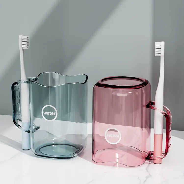 简约可爱漱口杯牙缸高颜值透明轻奢情侣宿舍家用洗漱牙刷杯套装