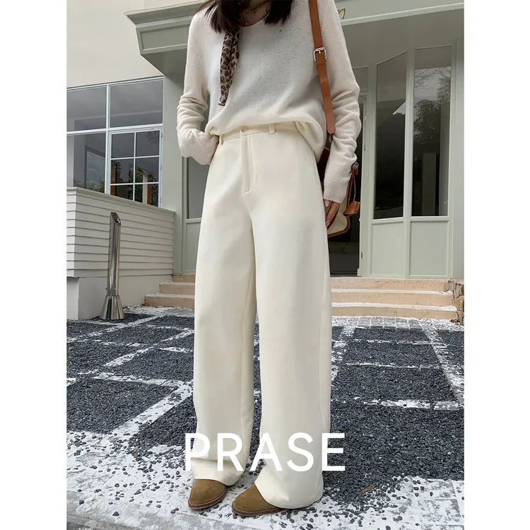 PRASE·噜【冬日恋人】微胖显瘦高腰休闲百搭弯刀裤PR511S22