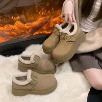 达尔惠/单+棉同款小个子厚底6cm 2025秋冬新款百搭时尚乐福博肯鞋