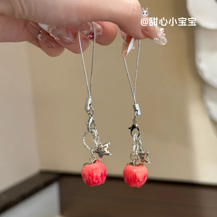 一颗小平果创意仿真苹果手机链背包书包挂件包包钥匙扣挂饰礼物女