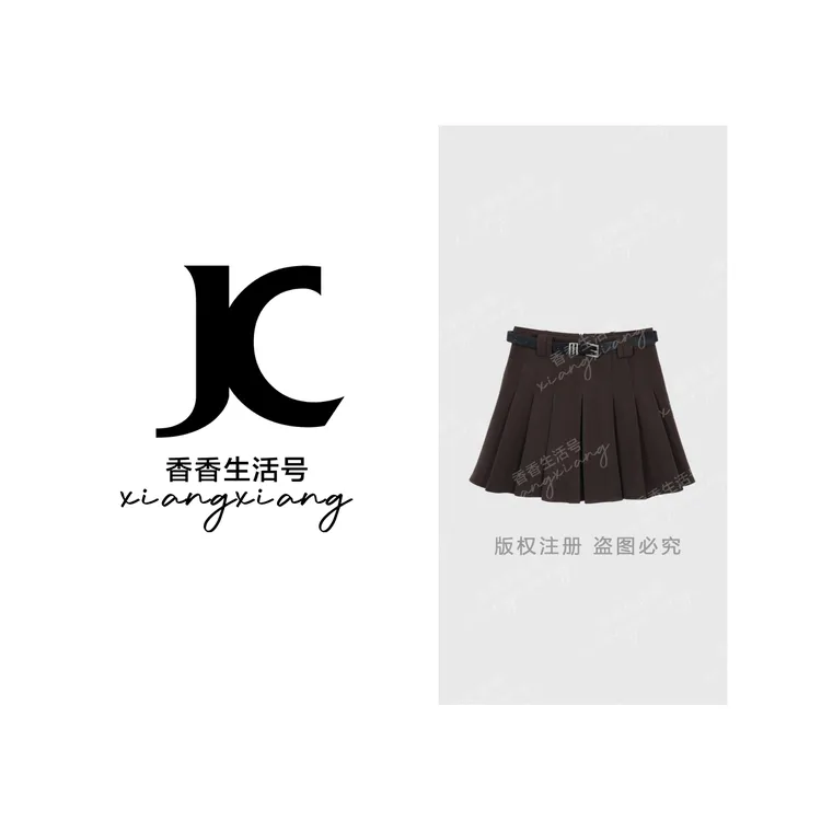  【香香严选】“绒绒细语”2025秋季新款琥珀流光百褶半身裙cc0089
