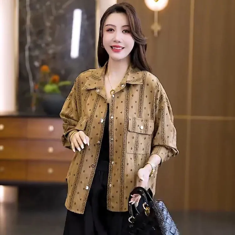 休闲短款衬衫外套女2025早秋新款洋气质宽松百搭格子夹克上衣衬衣