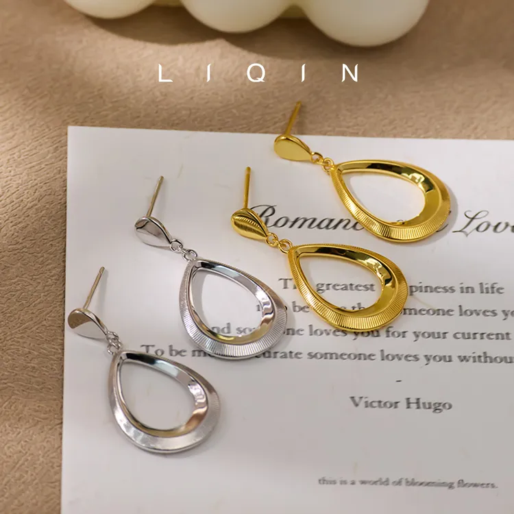 丽沁 925银耳饰 水滴形流苏银耳钉时尚经典气质耳环简约百搭轻奢