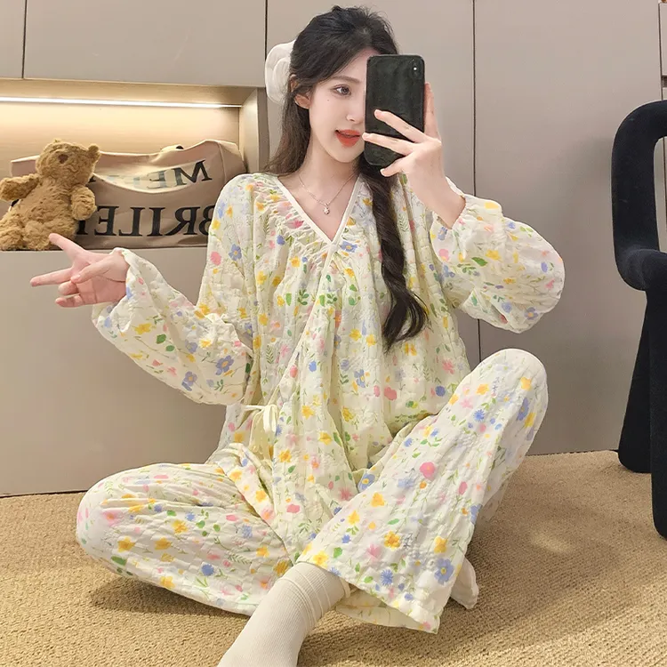 夏季月子服薄款和服孕妇睡衣产前产后哺乳期喂奶家居服套装可外穿