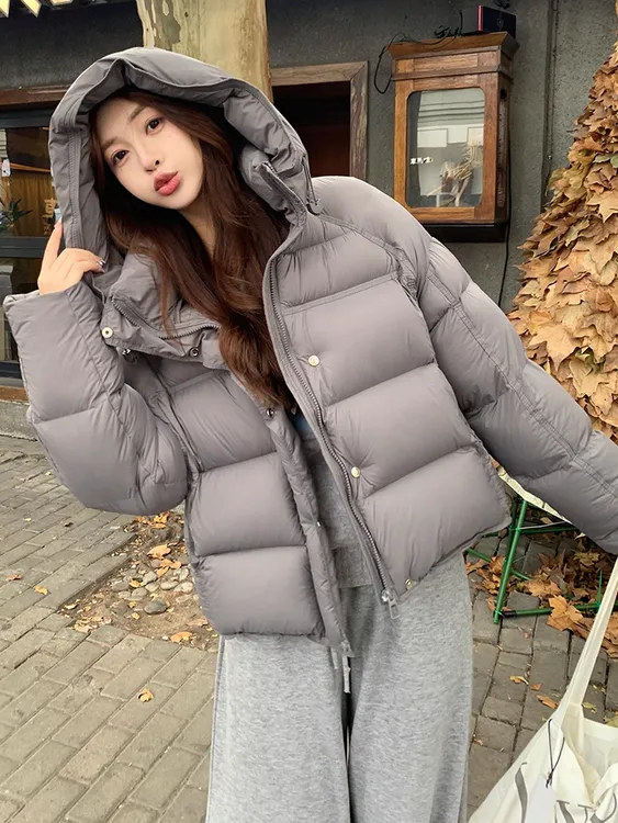 泡芙小个子羽绒服新款小款爆款短款白鸭绒冬天防寒外套修身