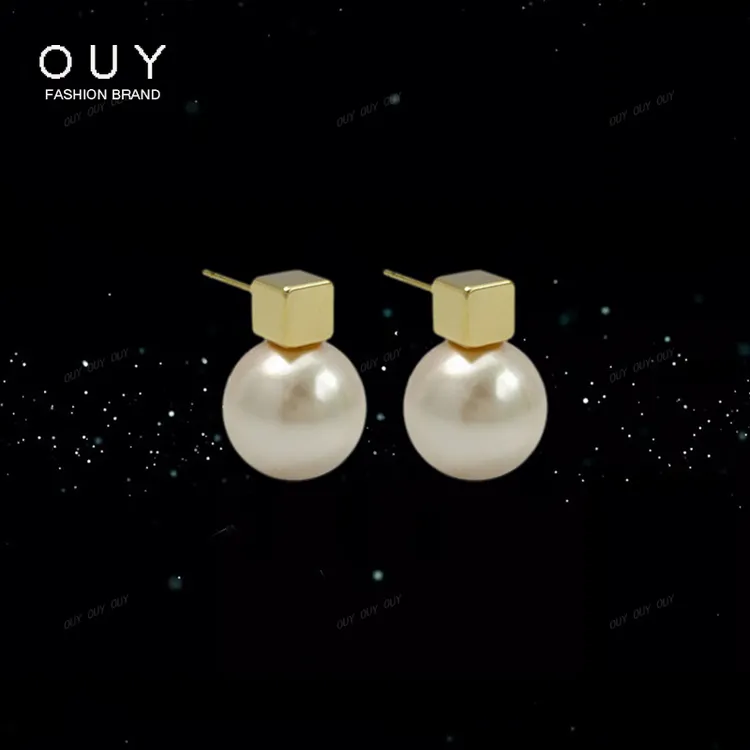 OUY 925银耳饰 日常通勤珍珠耳环2025年新款轻奢高级感百搭耳钉女
