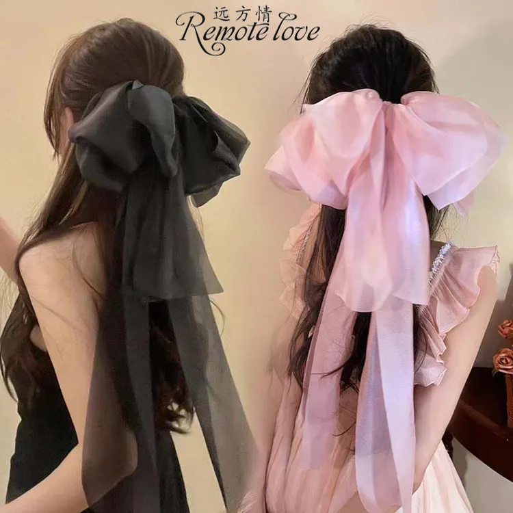 remote love/远方情超仙大蝴蝶结飘带弹簧夹女长发夹发饰品T2233