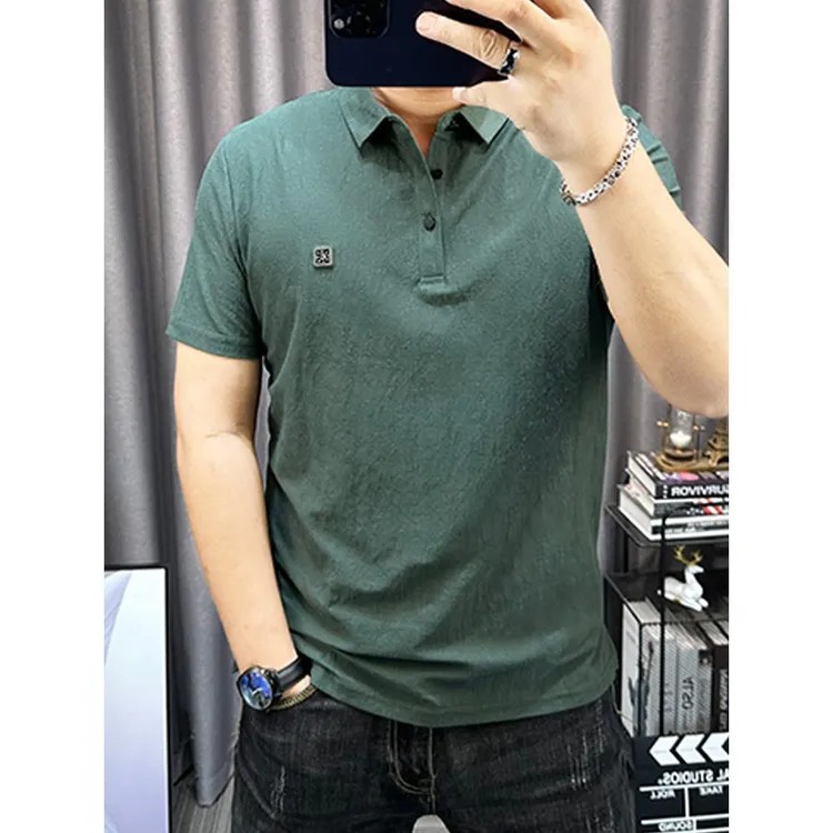 男士棉麻短袖polo衫2025夏季新款修身半袖翻领上衣男装薄款t恤潮