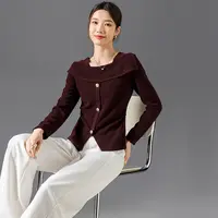 燕苹春季新款轻熟风开叉设计感圆领长袖针织纯色抗皱打底衫CX2501