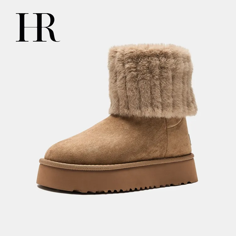 HR/赫莲娜冬季保暖时尚雪地靴毛毛中筒靴女靴雪地靴百搭厚底
