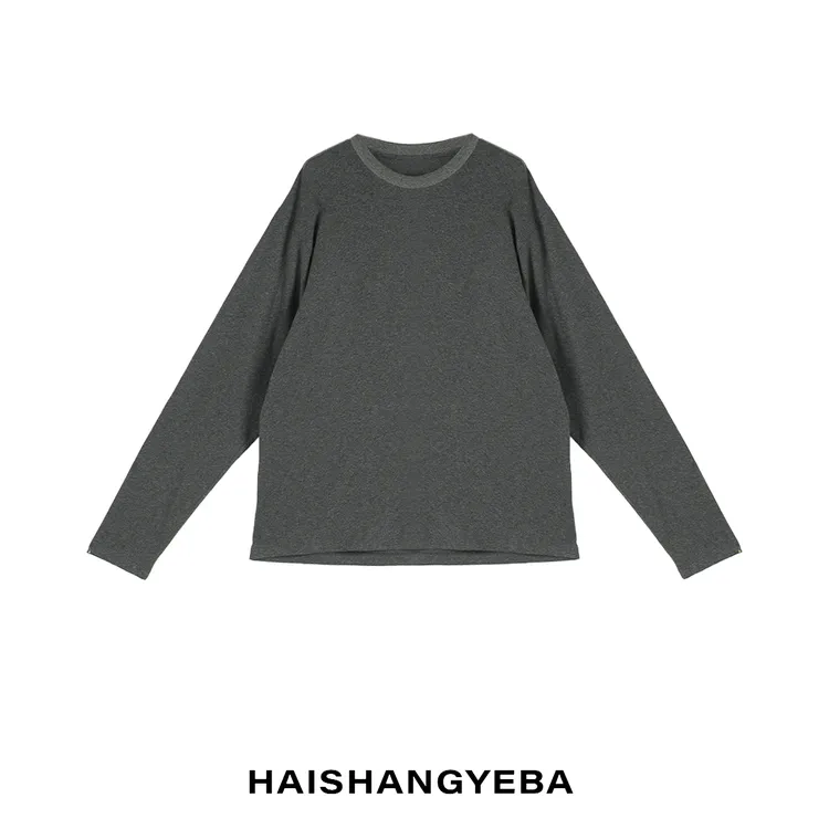 【海上叶爸】新款2025秋冬百搭棉男女同款圆领套头通勤休闲T恤