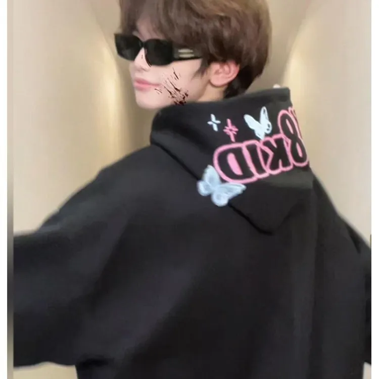 WASSUP dream重磅宽松连帽卫衣男字母刺绣百搭早秋高街美式上衣服