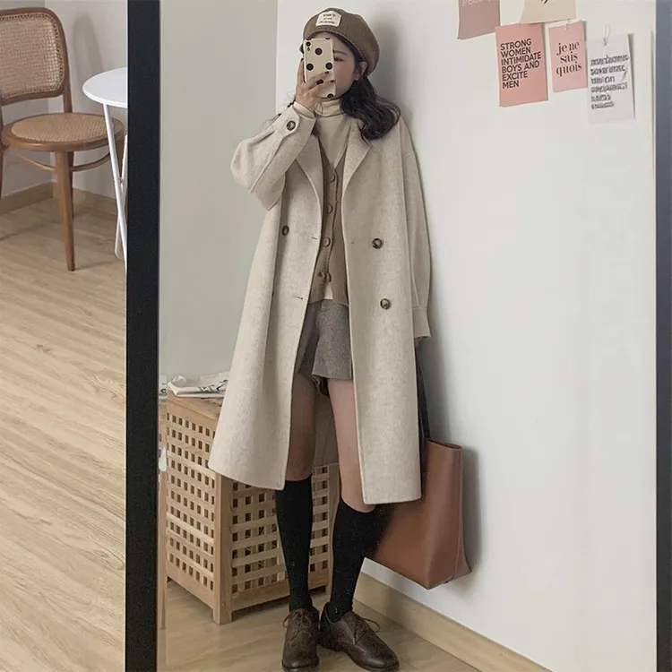 高级感百搭毛呢外套女2025秋冬新款爆款韩系小个子高级呢子大衣潮