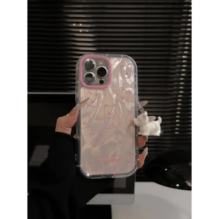 线条西高地适用苹果16promax手机壳iPhone15泡芙华为oppo女小米15