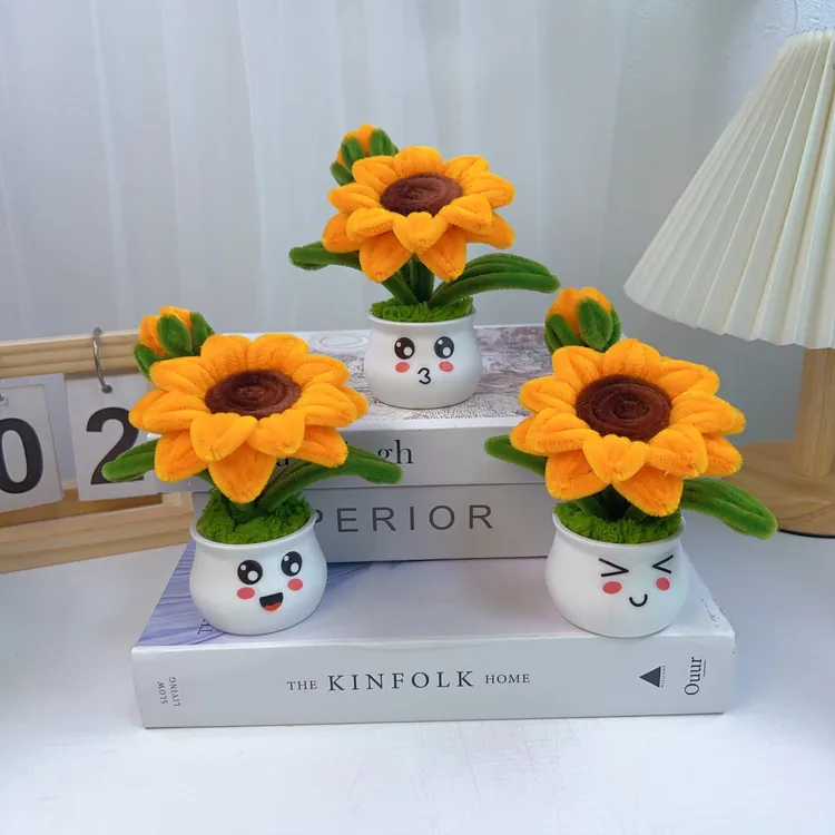 向日葵小盆栽手工DIY材料包扭扭棒太阳花加密送老师创意自制1196