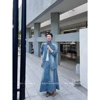 晶咕【酷女孩！】美式复古水洗宽松牛仔外套+后半截松紧高腰半身裙