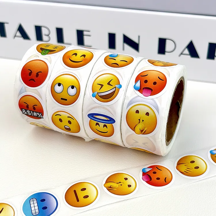 Emoji抽象表情包卷卷贴纸卡通翻白眼贴纸黄豆表情贴纸手账素材贴