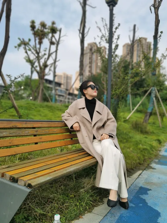 经典西装领宽松型长款秋冬外套气质羊毛大衣