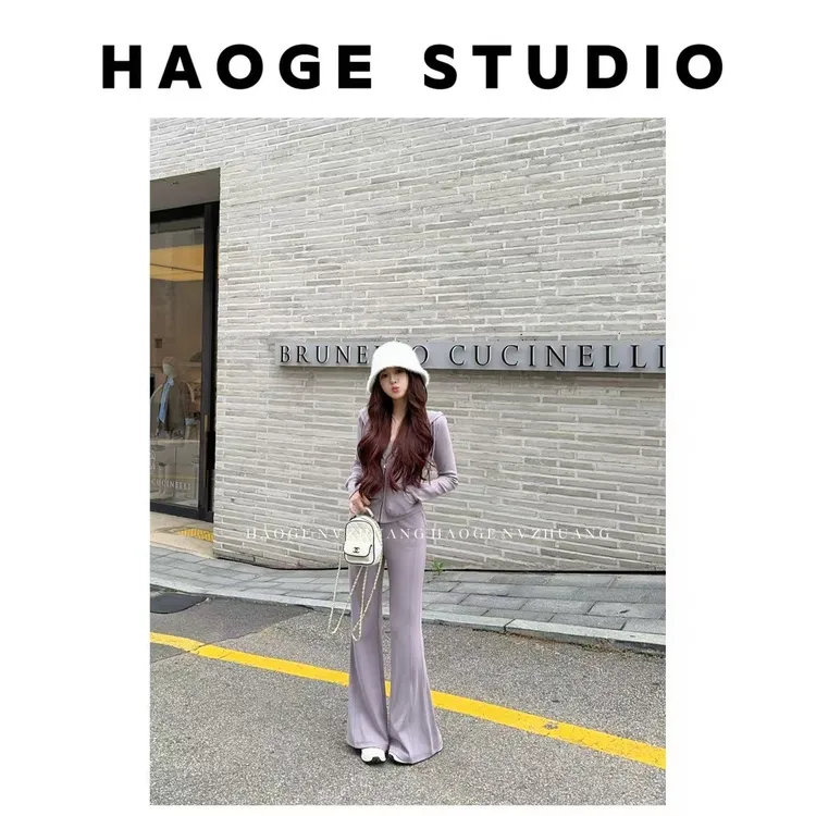 浩哥严选●轻氧套装HGQ5TZ3204A外套+休闲裤预显瘦气质时尚秋冬款