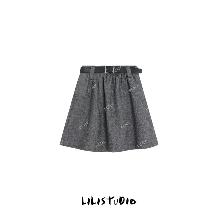 PCNY「素灰静美」不理理冬季新款小众女装百搭显瘦显腿长半身裙