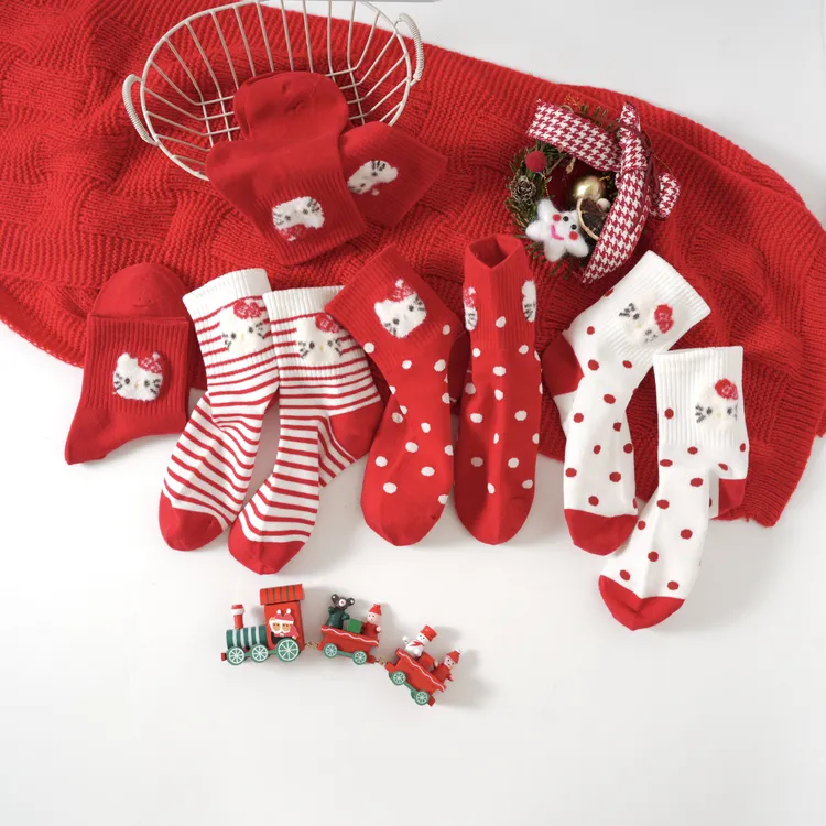 【馬上走運】一体机精梳棉马年红色新年儿童袜（5双装）9566