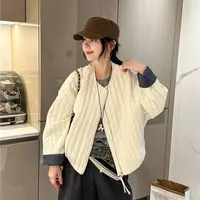 大码2025格子拼接绗线棉服外套胖mm冬季新款时尚百搭休闲女士