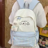 可爱卡通小猫小清新书包高中学生大容量双肩包波点撞色初中生背包