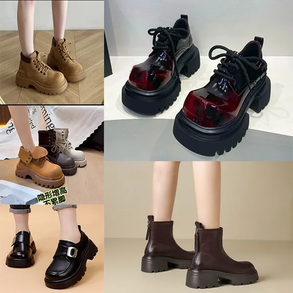 厚底内增高大黄靴女英伦风马丁靴女2025新款秋冬爆款短靴子机车靴