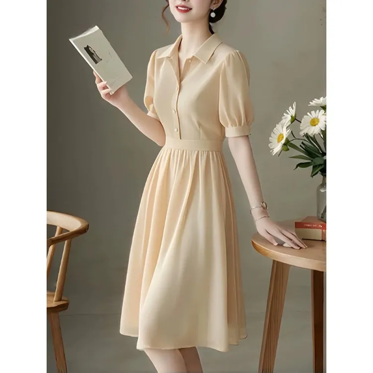 DouKox轻奢法式polo领连衣裙2025新款轻奢高级感遮肉显瘦今年流行