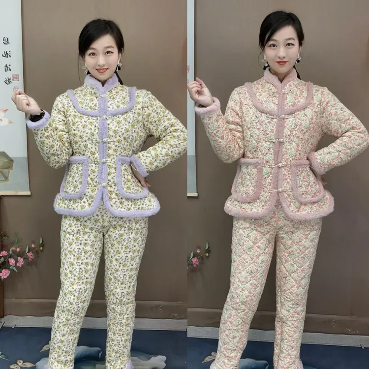 民族风女装外套睡衣服装女士碎花秋冬加厚中式加绒