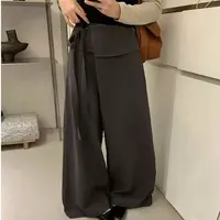 6828•亚麻裤 K# 东大门韩代简约高级感P帘绑带亚麻裤•