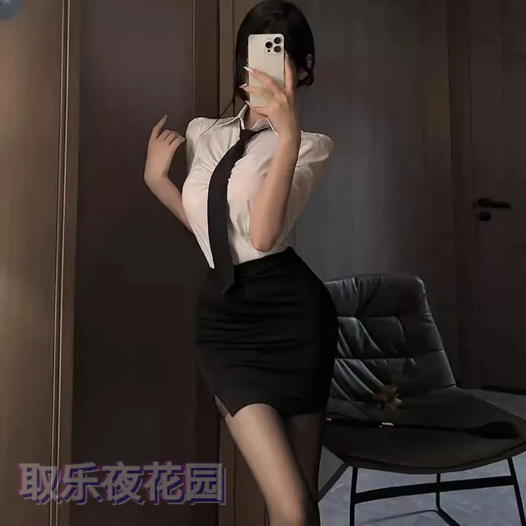 御姐风性感秘书装cos麻辣女教师制服纯欲白衬衫包臀裙趣味女套装