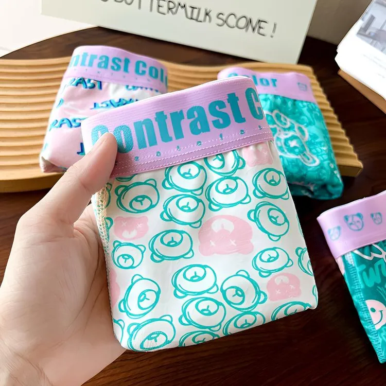 男士纯棉内裤卡通可爱亲肤透气抗菌档平角男生潮流运动四角短裤衩