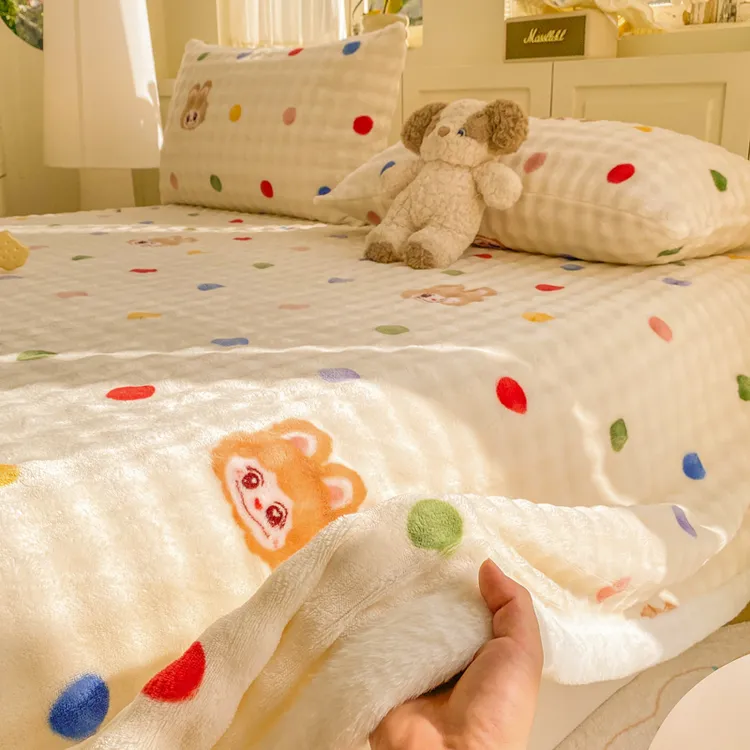 2025新款泡泡牛奶绒床单加厚保暖冬季加绒单件亲肤可裸睡宿舍毛毯