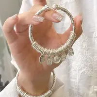 南瓜头锤纹盘缠手镯足银999纯手工民族风开口实心情人节送女朋友