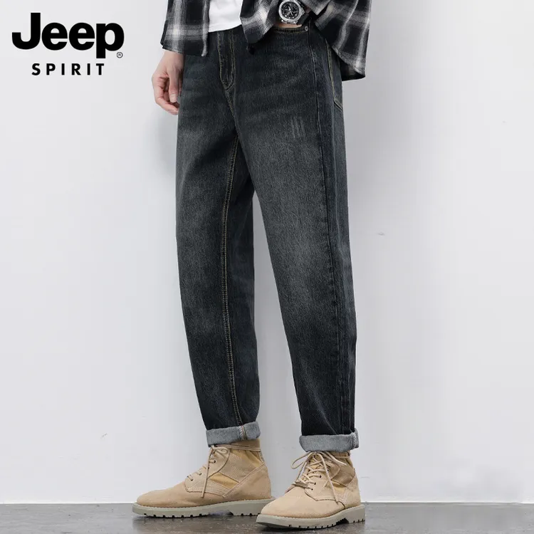 JEEPSPIRIT吉普男士牛仔裤男款春秋新款韩版长裤子男宽松直筒男裤