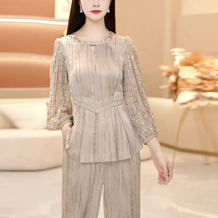 时尚套装女2025春秋新款气质轻奢小众显瘦妈妈减龄高级感一整套