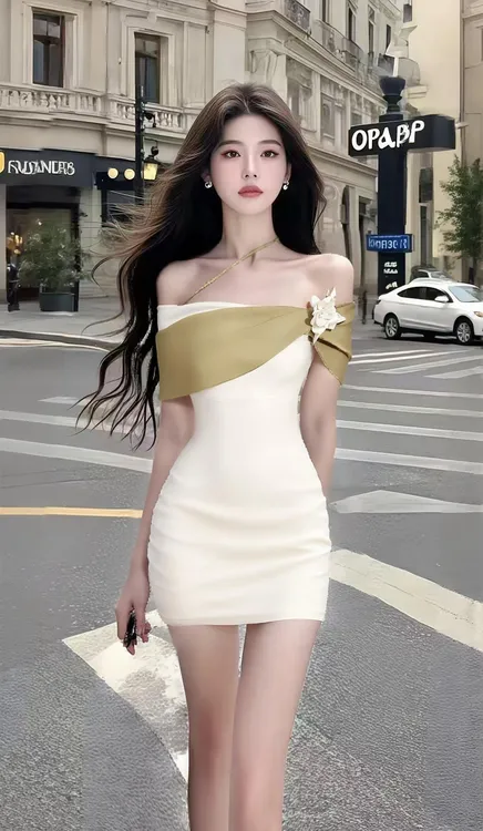 轻奢优雅高端大气一字肩露肩修身收腰包臀连衣裙女时尚氛围感裙子