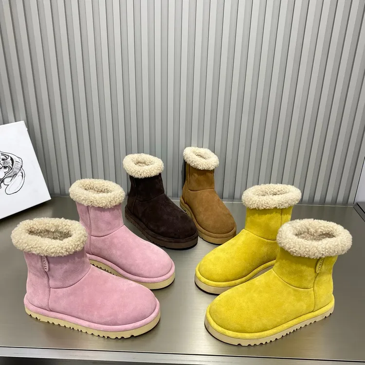 韩系毛口糖果色雪地靴女2025冬季新款大棉保暖显脚小百搭休闲棉鞋