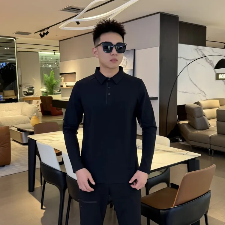 2025秋冬新款高品质轻奢长袖T恤户外男士POLO百搭商务休闲