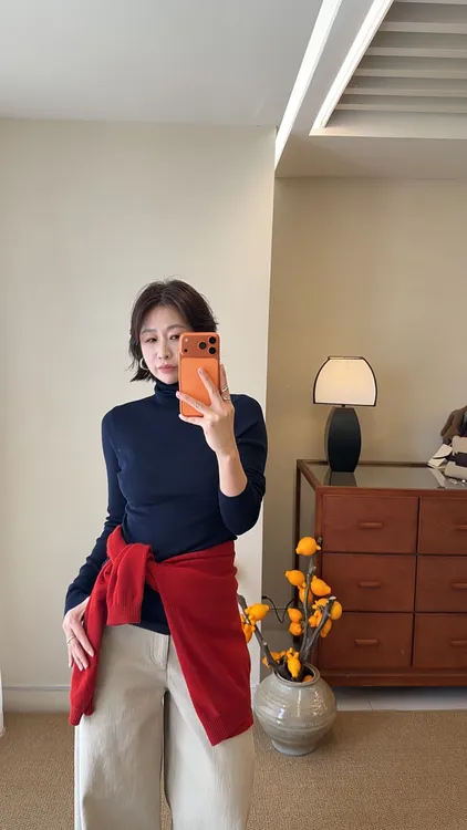 5558#秋季针织长款女长袖翻领毛针织衫打底衫堆堆领修身