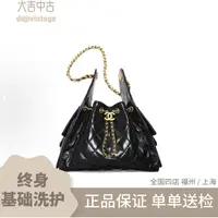 大吉中古/Chanel香奈儿亮面黑金25bag小号单肩包