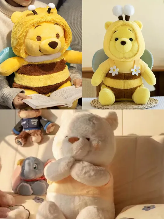 冬日噗噗维尼小熊毛绒坐款小熊白色毛衣维尼熊