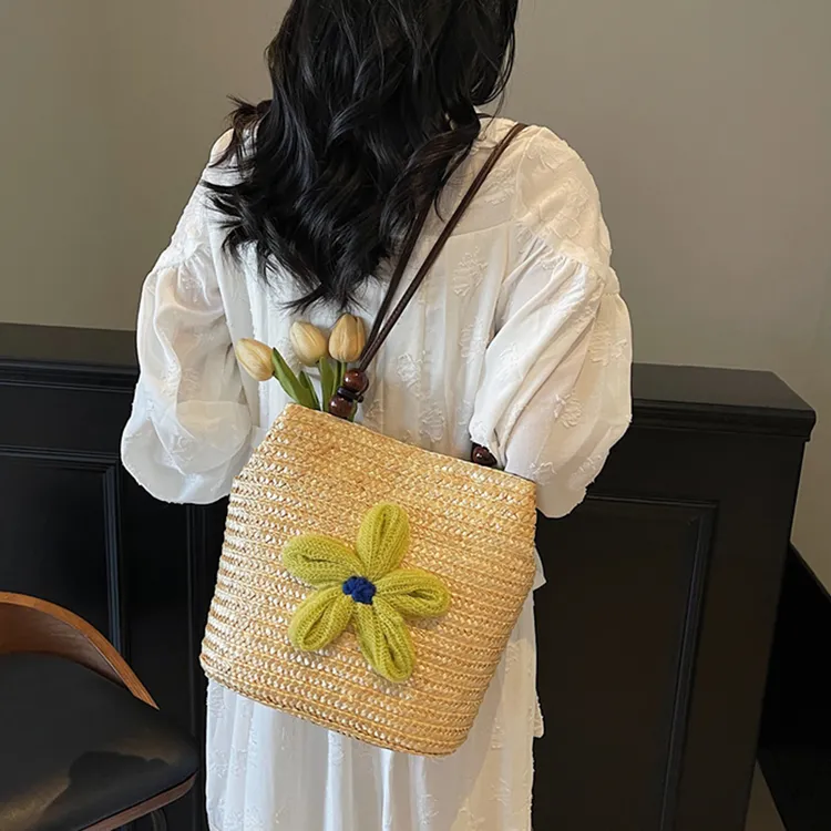 夏天编织草编包女2025新款百搭休闲大容量包包单肩海边度假沙滩包